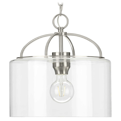 Progress Lighting Leyden Brushed Nickel Pendant Light with Drum Shade