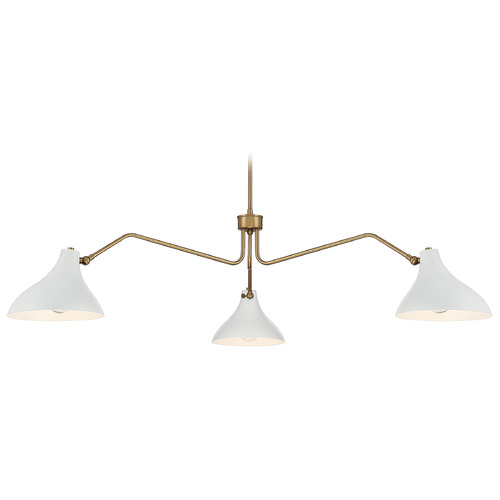 Meridian 55-Inch Wide Chandelier in White & Natural Brass by Meridian M7019WHNB