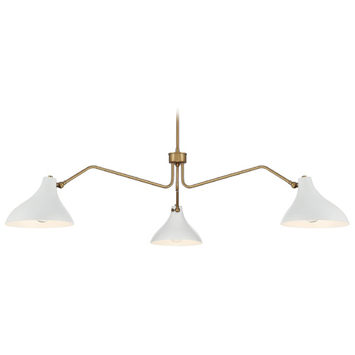 55-Inch Wide Chandelier in White & Natural Brass by Meridian