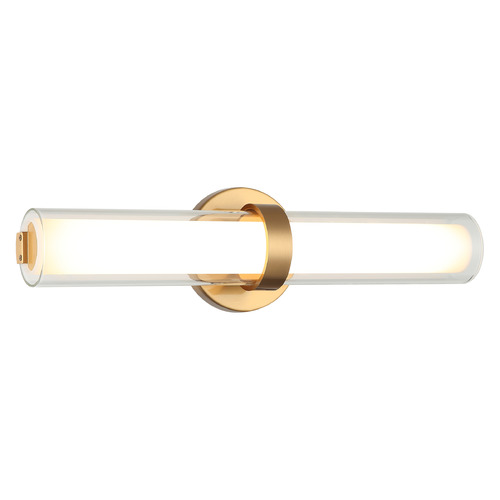 Satchie Aged Gold Brass LED Vertical Bathroom Light by Matteo Lighting