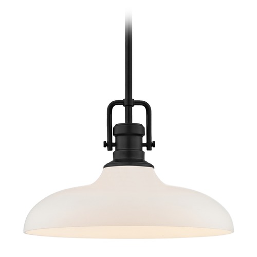 Design Classics Lighting Industrial Pendant Light Black Finish 14-Inch Wide 1763-07 G1784-WH