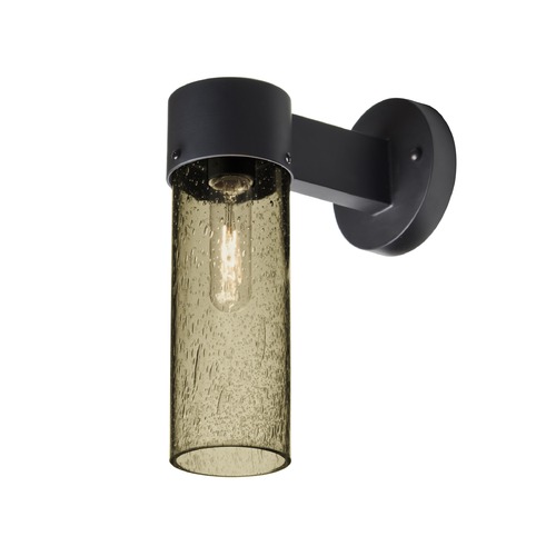 Besa Lighting Brown Seeded Glass Outdoor Wall Light Black Juni by Besa Lighting JUNI10LT-WALL-BK