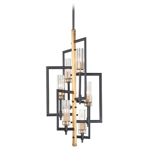Flambeau Black & Antique Brass Chandelier by Maxim Lighting