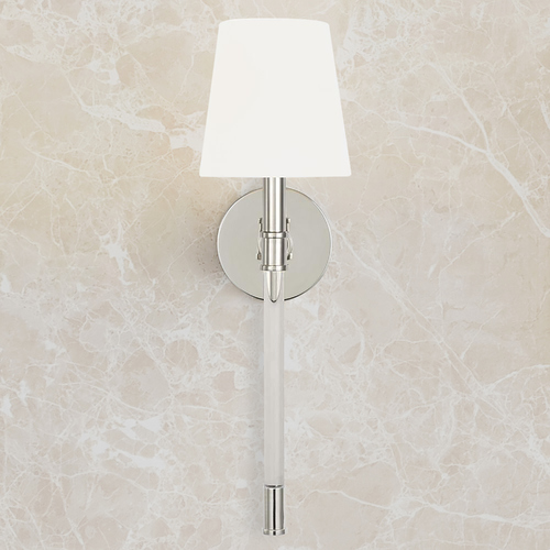 Generation Lighting Chapman & Myers Hanover Polished Nickel Sconce with White Linen Shade CW1081PN