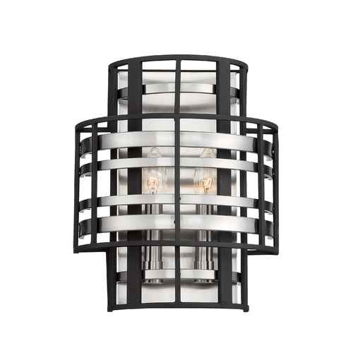 Presten 2-Light Wall Sconce in Nickel & Sand Coal by Metropolitan