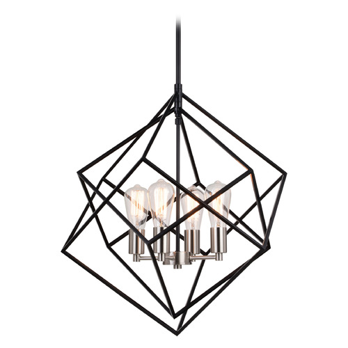 Vaxcel Lighting Rad Black & Satin Nickel Pendant Light