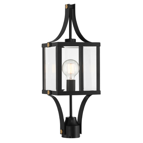 Savoy House Lighting Raeburn Matte Black and Weathered Brushed Brass Post Light