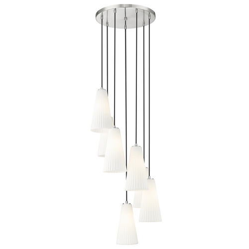 Z-Lite Z-Lite Farrell Brushed Nickel Multi-Light Pendant with Conical Shade 3043P7-7R-BN