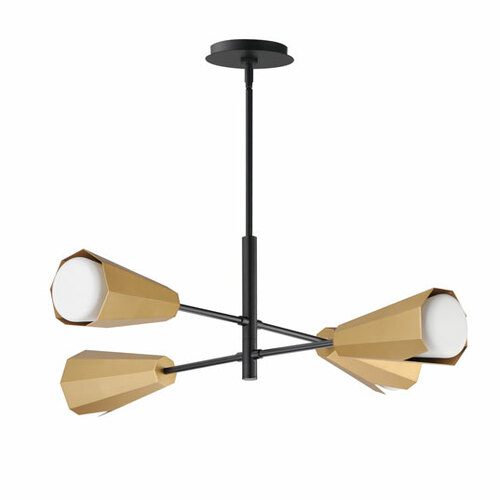 Rizzo 4-Light Chandelier in Black & Antique Brass by Maxim Lighting