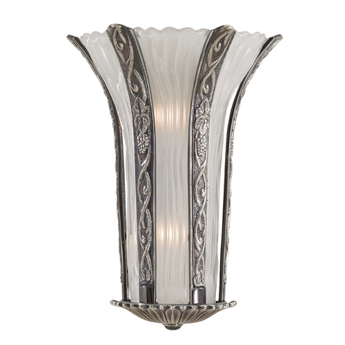 Sconce Wall Light with White Glass in Platinum by Metropolitan Lighting