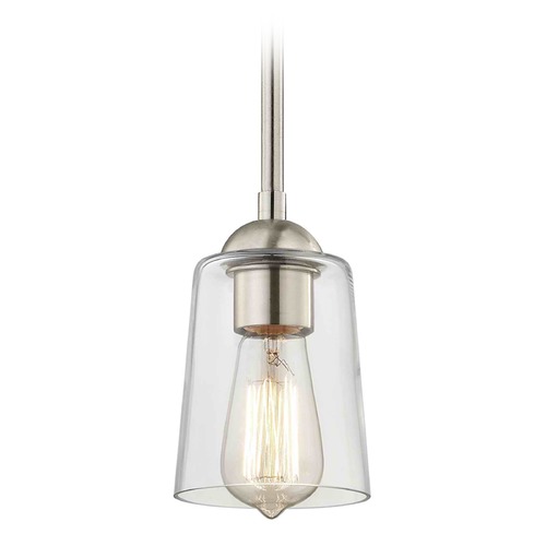Satin Nickel Mini-Pendant Light with Cone Shade