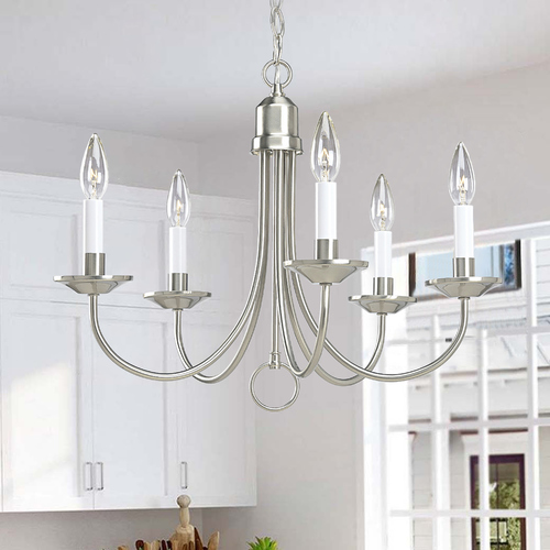Traditional 21-Inch Chandelier in Brushed Nickel by Progress Lighting
