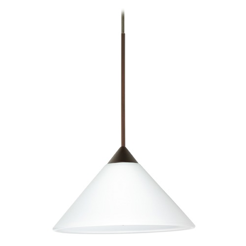 Besa Lighting Besa Lighting Kona Bronze LED Mini-Pendant Light with Conical Shade 1XT-117607-LED-BR