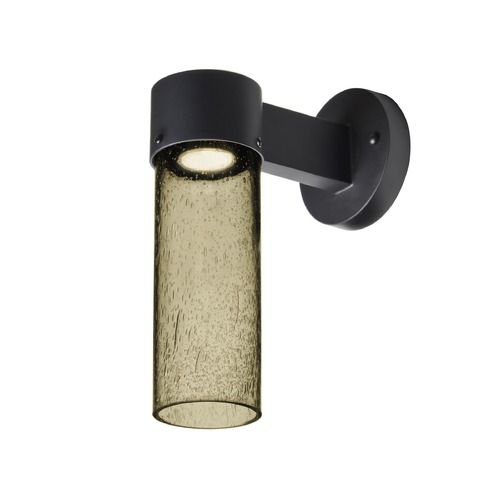 Besa Lighting Brown Seeded Glass LED Outdoor Wall Light Black Juni by Besa Lighting JUNI10LT-WALL-LED-BK