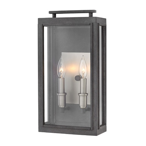 Sutcliffe Outdoor Wall Light in Aged Zinc with Clear Glass