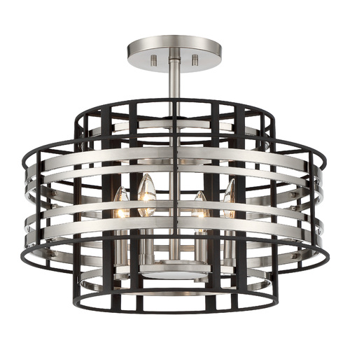 Presten 4-Light Semi-Flush Mount in Nickel & Coal by Metropolitan