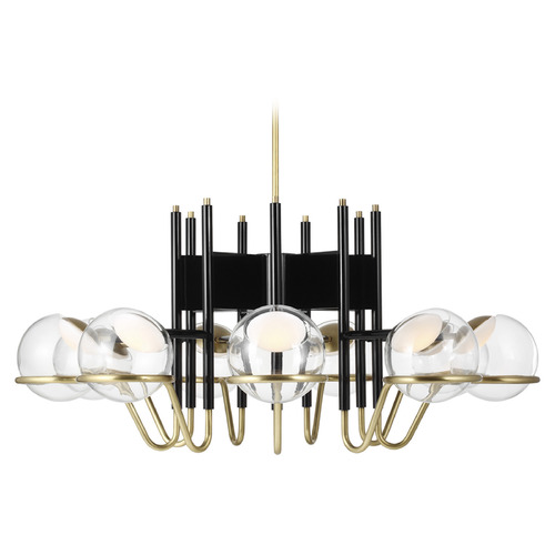 Avroko Crosby 9-Light LED Chandelier in Black & Brass by VC Modern