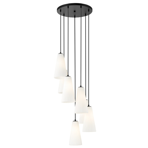 Z-Lite Z-Lite Farrell Matte Black Multi-Light Pendant with Conical Shade 3043P7-7R-MB