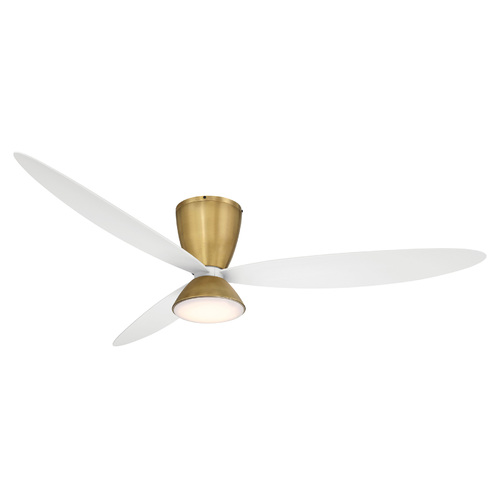 Hourglass 58-Inch Hugger LED Smart Fan in Brass & White by Minka Aire