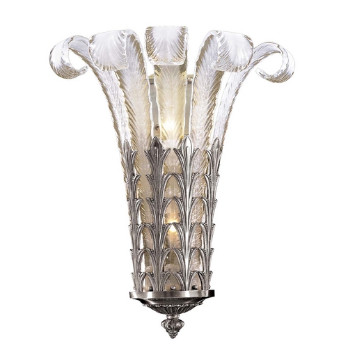 Sconce Wall Light with White Glass in Platinum by Metropolitan Lighting