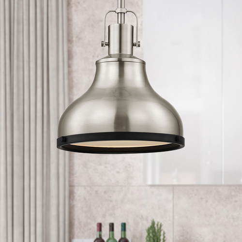 Design Classics Lighting Nautical Mini-Pendant Satin Nickel and Black 8.63-Inch Wide 1762-09 SH1778-09 R1778-07