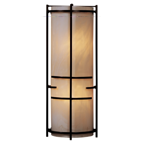 Modern Sconce Wall Light with Art Glass in Bronze Finish