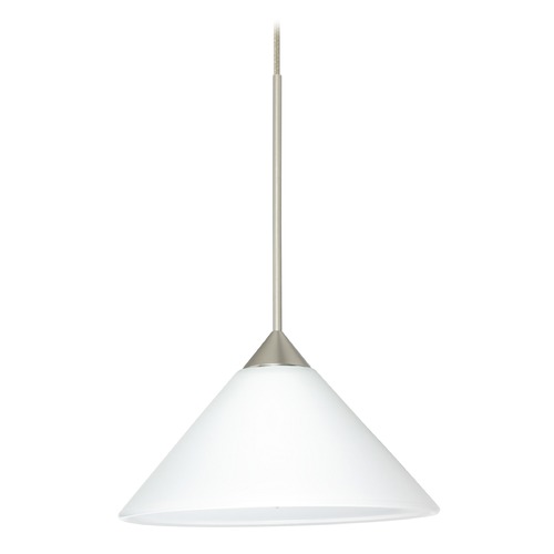 Besa Lighting Besa Lighting Kona Satin Nickel LED Mini-Pendant Light with Conical Shade 1XT-117607-LED-SN