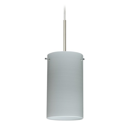 Besa Lighting Besa Lighting Stilo Satin Nickel LED Mini-Pendant Light with Cylindrical Shade 1BT-4404KR-LED-SN