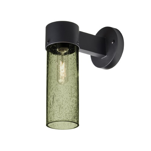 Besa Lighting Green Seeded Glass Outdoor Wall Light Black Juni by Besa Lighting JUNI10MS-WALL-BK