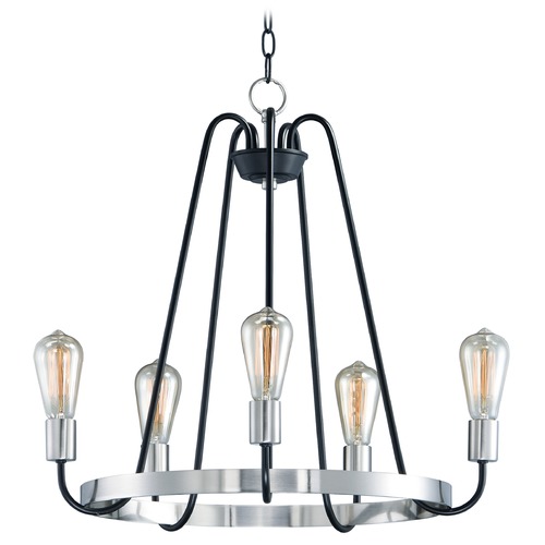 Haven Black & Satin Nickel Chandelier by Maxim Lighting