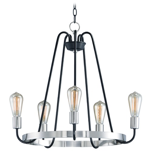 Maxim Lighting Haven Black & Satin Nickel Chandelier by Maxim Lighting 11735BKSN