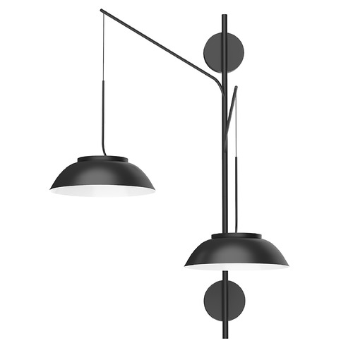 Kuzco Lighting Magellan 2-Light LED Wall Lamp in Black with White Interior WS51202-BK/WH