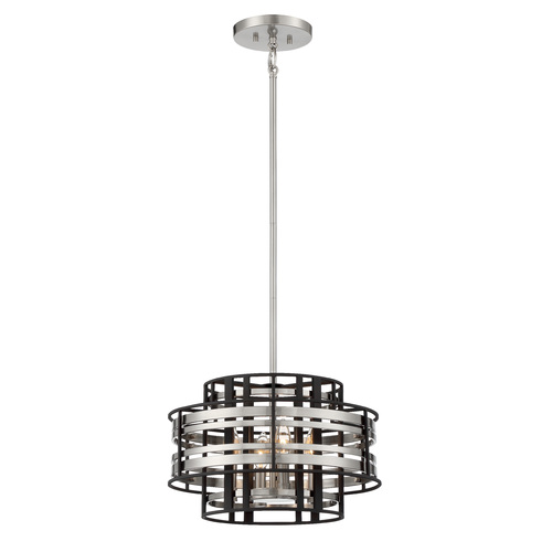 Presten 4-Light Pendant in Brushed Nickel & Sand Coal by Metropolitan