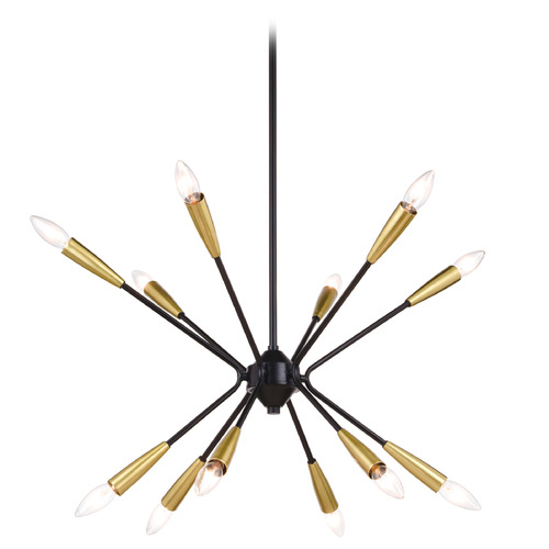 Vaxcel Lighting Ellis Matte Black & Satin Brass Pendant Light