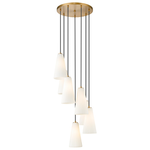 Z-Lite Farrell Modern Gold Multi-Light Pendant with Conical Shade