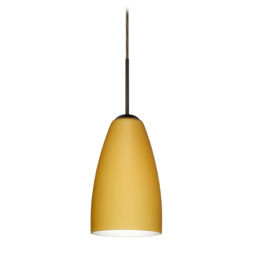 Modern Pendant Light Beige / Cream Glass Bronze by Besa Lighting