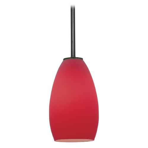 Access Lighting Modern Mini-Pendant Light with Red Glass 28012-1R-ORB/RED