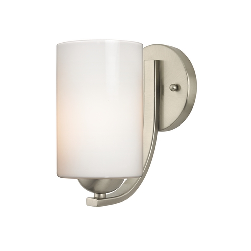 Satin Nickel Wall Sconce with Opal White Cylinder Glass