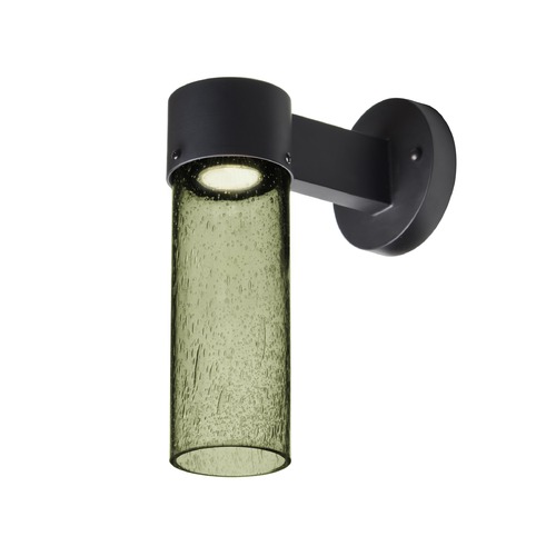 Besa Lighting Green Seeded Glass LED Outdoor Wall Light Black Juni by Besa Lighting JUNI10MS-WALL-LED-BK