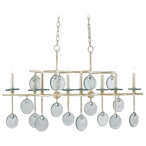 Currey and Company Lighting Sethos Linear Chandelier in Silver Granello by Currey & Company 9000-0060