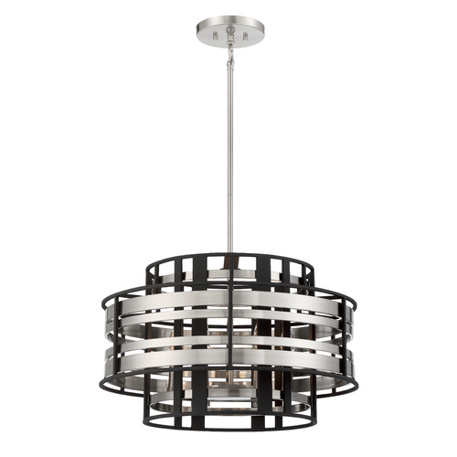 Preston 6-Light Pendant in Brushed Nickel & Sand Coal by Metropolitan