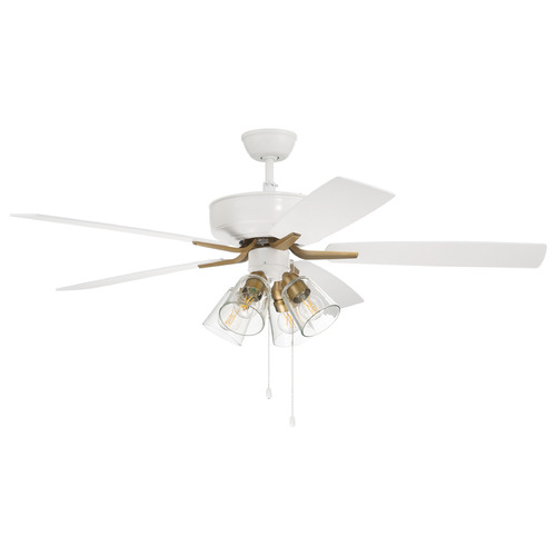 Craftmade Lighting Pro Plus 104 White & Satin Brass LED Ceiling Fan by Craftmade Lighting P104WSB5-52WWOK