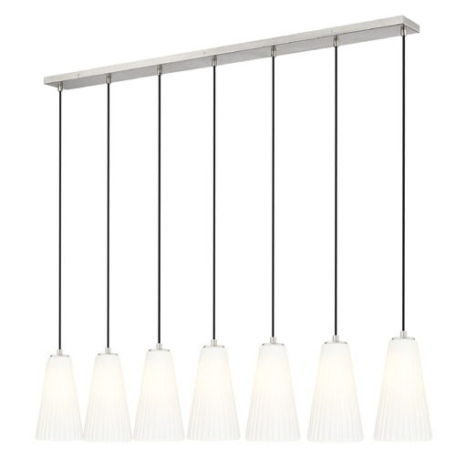 Z-Lite Farrell Brushed Nickel Multi-Light Pendant with Conical Shade