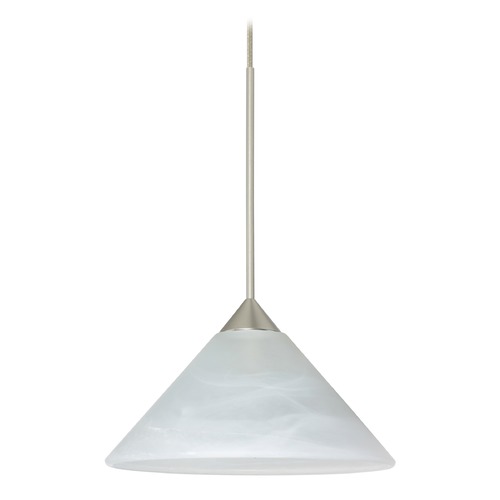 Besa Lighting Besa Lighting Kona Satin Nickel LED Mini-Pendant Light with Conical Shade 1XT-117652-LED-SN