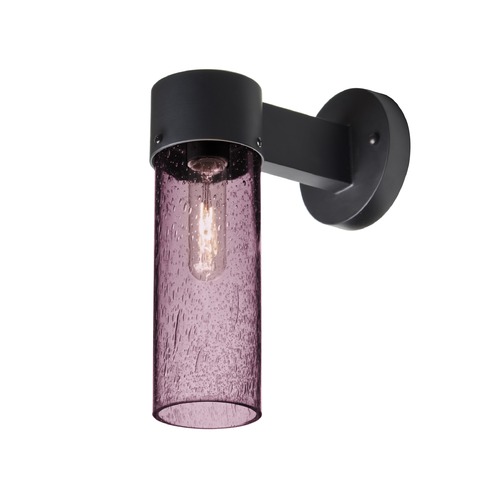 Besa Lighting Purple Seeded Glass Outdoor Wall Light Black Juni by Besa Lighting JUNI10PL-WALL-BK