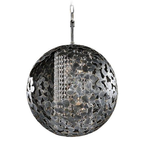Kalco Lighting Kalco Belladonna Antique Silver Leaf Pendant Light with Globe Shade 306912AF