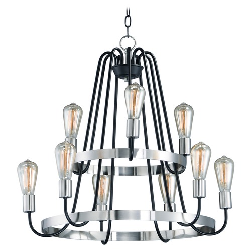 Maxim Lighting Haven Black & Satin Nickel Chandelier by Maxim Lighting 11737BKSN