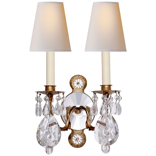 Visual Comfort Signature Collection Thomas OBrien Yves Crystal Sconce in Gilded Iron by Visual Comfort Signature TOB2471GICGPL