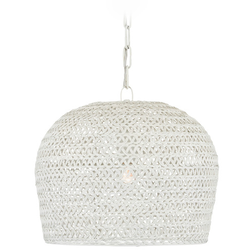 Currey and Company Lighting Currey and Company Piero White Pendant Light with Bowl / Dome Shade 9000-0870