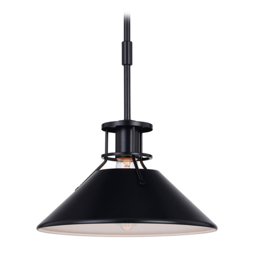 Vaxcel Lighting Canton Black & Matte White Pendant Light with Conical Shade